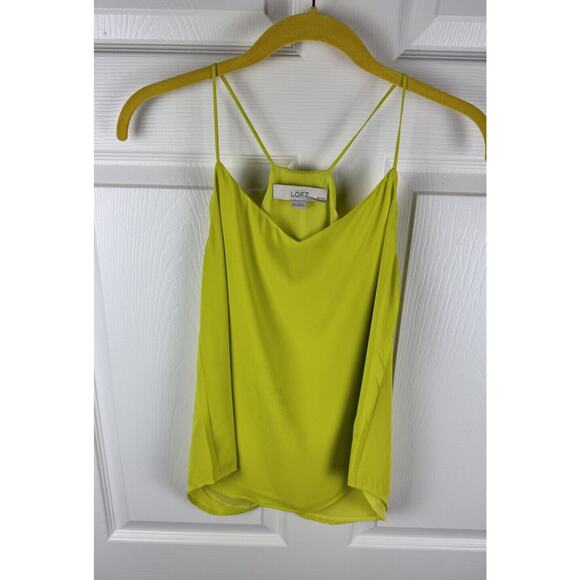 Ann Taylor LOFT Chartreuse Racerback Fluid Cami, Size XS P, 48-010 - Picture 4 of 9